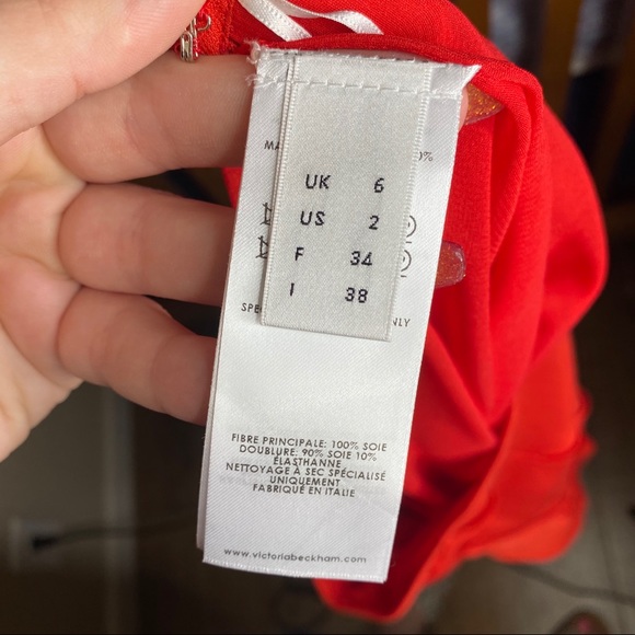 Victoria Beckham Red Silk Midi Pleat Ruffle Skirt - Picture 10 of 11